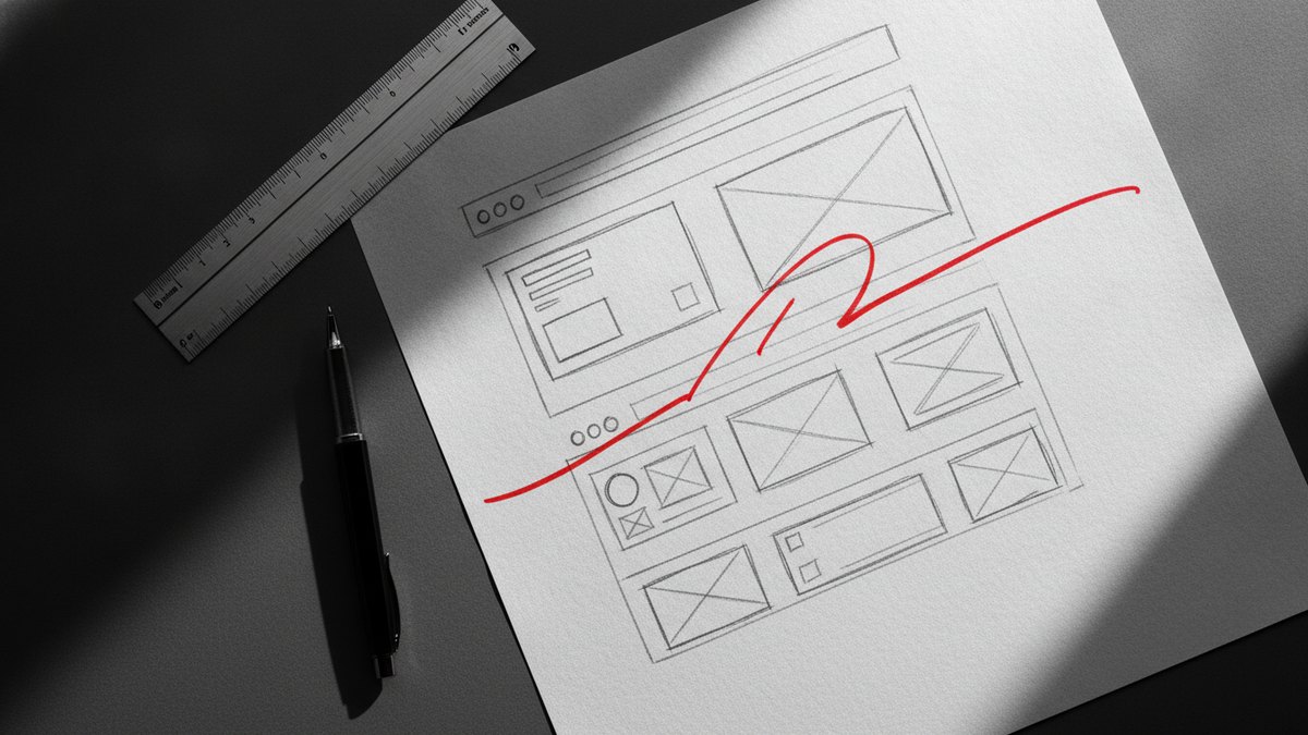 Croquis wireframe d'un site internet de PME