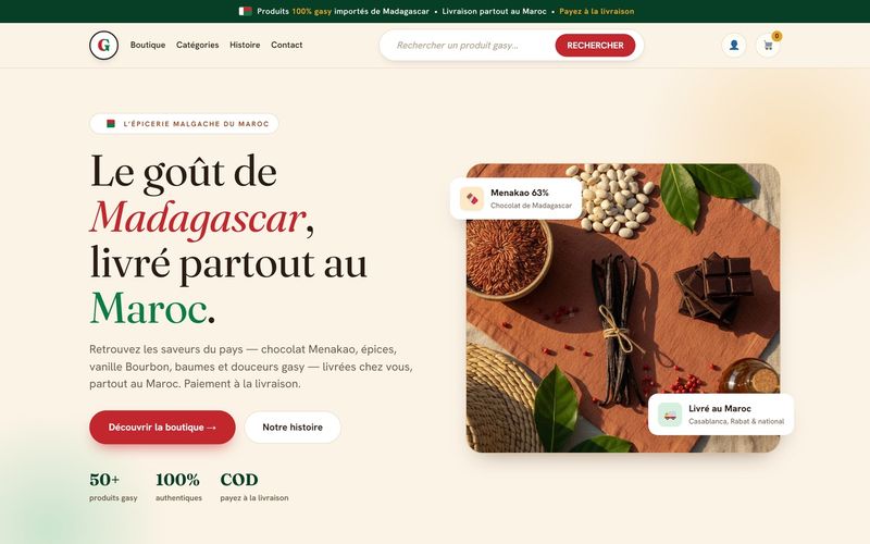 Site GasyKoahy — boutique en ligne de produits malgaches, réalisation PEHO Web