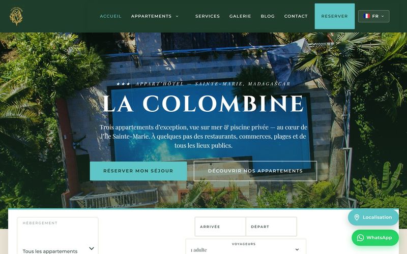 Site La Colombine — aparthôtel avec réservation en direct, réalisation PEHO Web