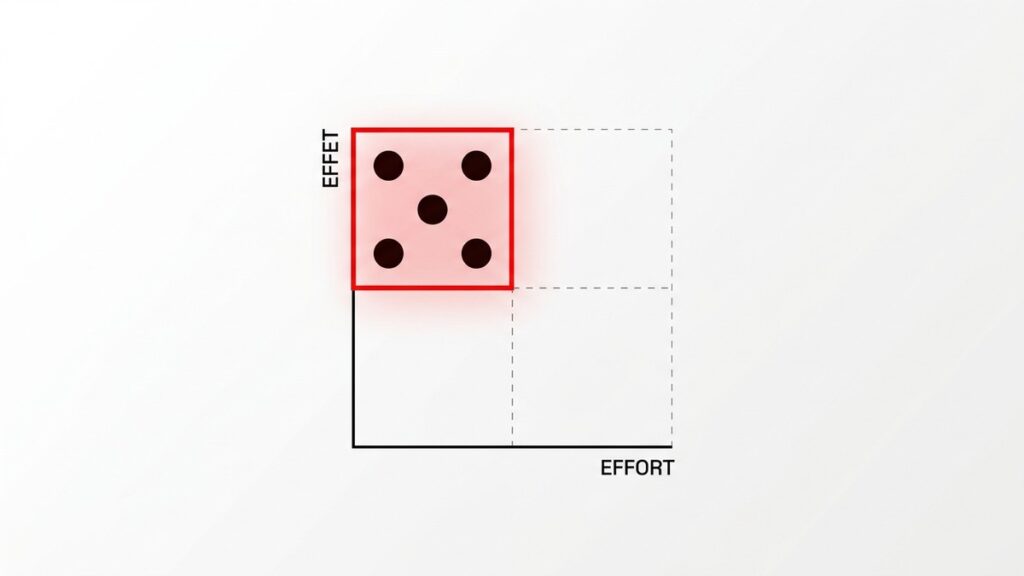 Commencer par le quadrant « fort effet, faible effort »